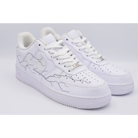 Nike Air Force 1 AF1 NEW Design White Reflective Lightning Custom Shoes 10.5 - Picture 1 of 11